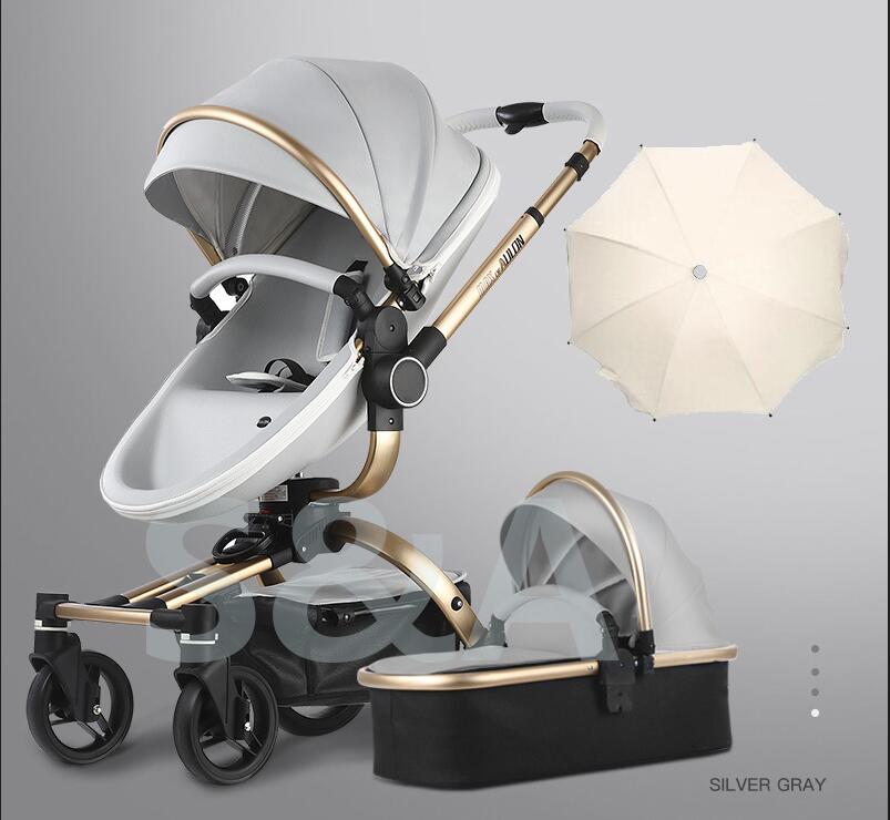 Fast & Free Shipping Aulon PU Leather Baby Stroller 3 in 1 2in1 Carriage New Pram on 2021 suit for New Born to age 3