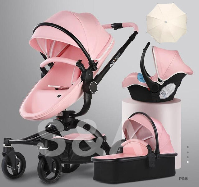 Fast & Free Shipping Aulon PU Leather Baby Stroller 3 in 1 2in1 Carriage New Pram on 2021 suit for New Born to age 3