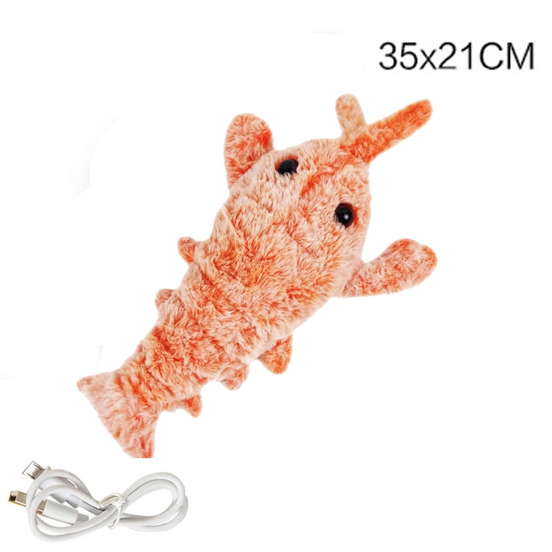 Electric Jumping Cat toy Shrimp Moving Simulation Lobster Electronic Plush Toys For Pet dog cat Children Stuffed Animal toy