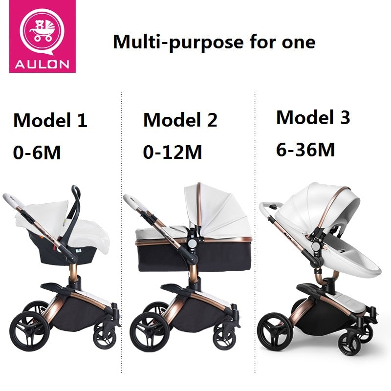 Fast & Free Shipping Aulon Baby Stroller 3 in 1 Free Duty High land-scape Pram Fashion Carriage on used for New Born to age 4
