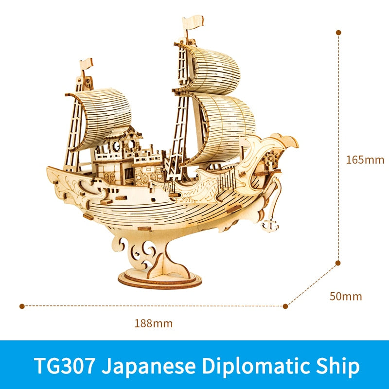 Robotime 3D Wooden Puzzle Games Boat & Ship Model Toys For Children Kids Girls Birthday Gift