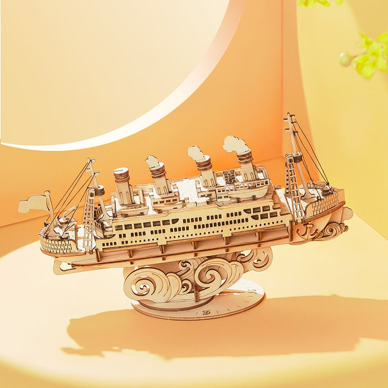 Robotime 3D Wooden Puzzle Games Boat & Ship Model Toys For Children Kids Girls Birthday Gift