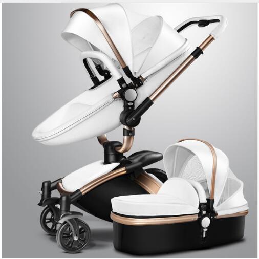 Fast & Free Shipping Aulon PU Leather Baby Stroller 3 in 1 2in1 Carriage New Pram on 2021 suit for New Born to age 3