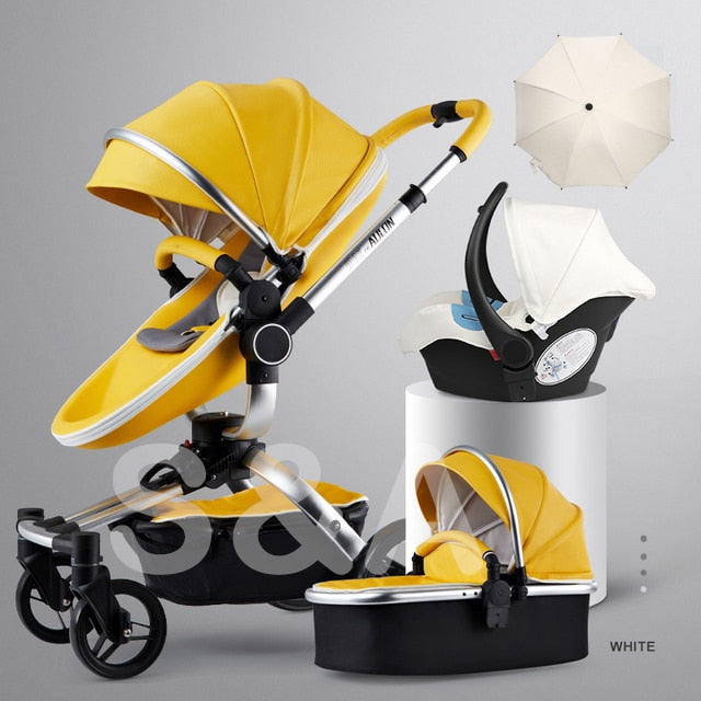Fast &amp; Free Shipping Aulon PU Leather Baby Stroller 3 in 1 2in1 Carriage New Pram on 2021 suit for New Born to age 3