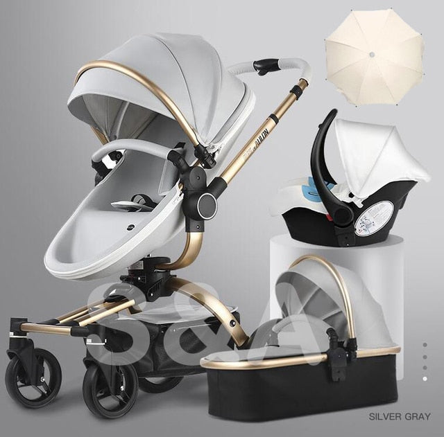 Fast &amp; Free Shipping Aulon PU Leather Baby Stroller 3 in 1 2in1 Carriage New Pram on 2021 suit for New Born to age 3