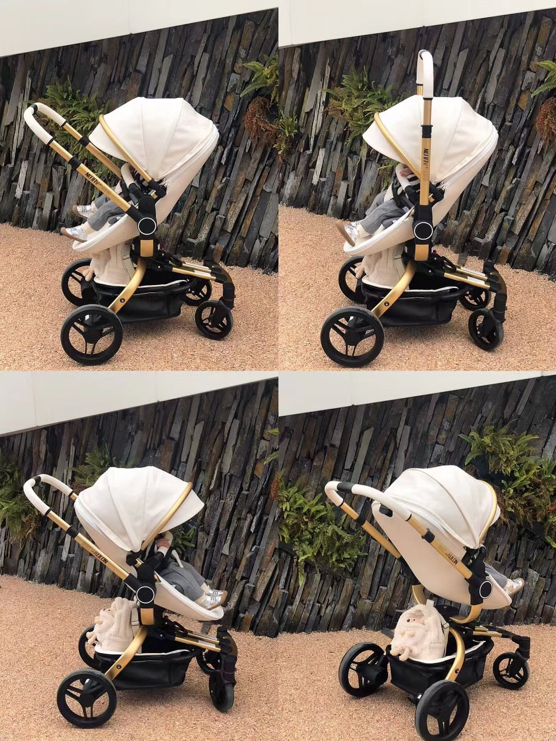 Fast &amp; Free Shipping Aulon PU Leather Baby Stroller 3 in 1 2in1 Carriage New Pram on 2021 suit for New Born to age 3