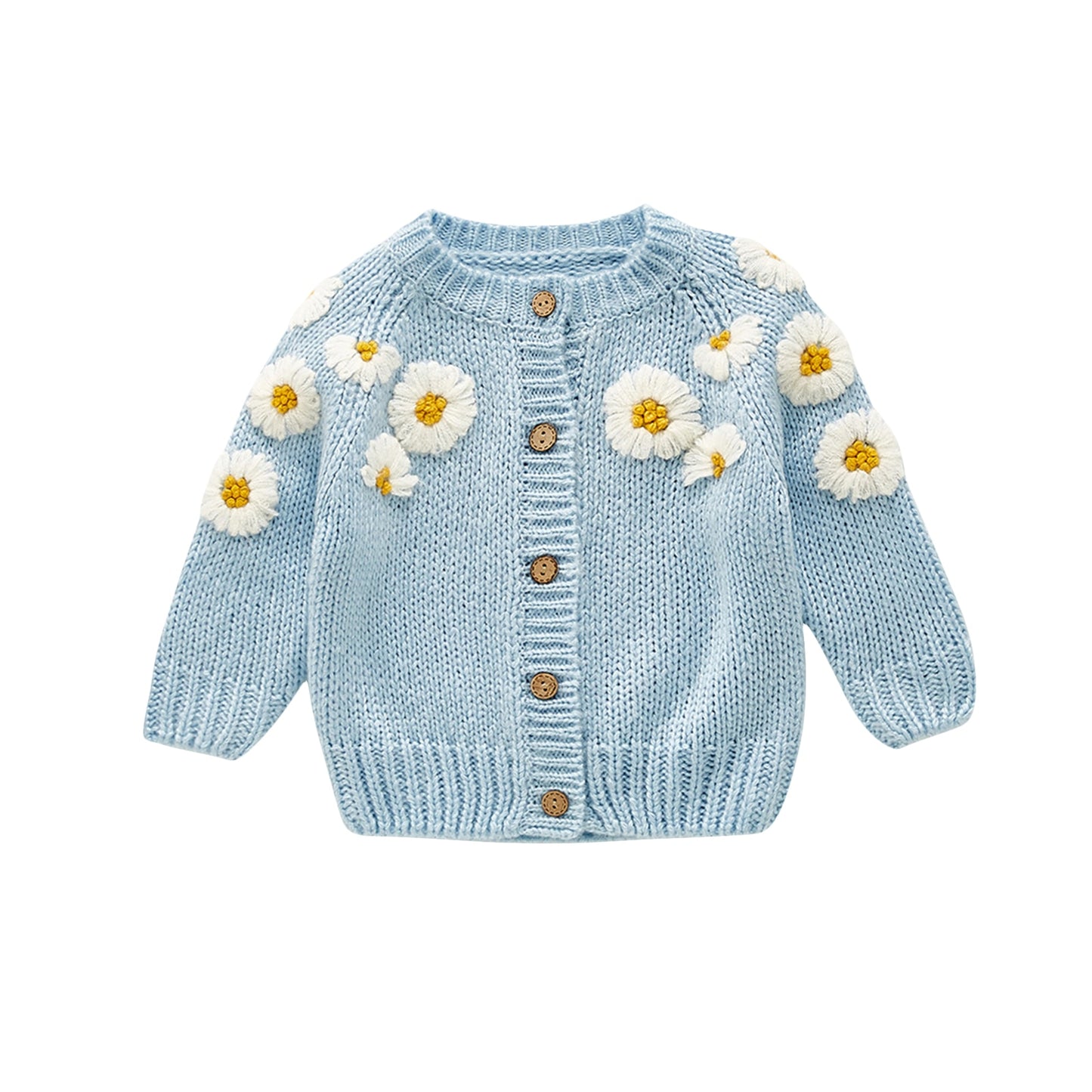 Lioraitiin 0-24M Newborn Infant Baby Girl Casual Cute Sweaters Long Sleeve O-Neck Floral Printed Knitting Top 2Colors