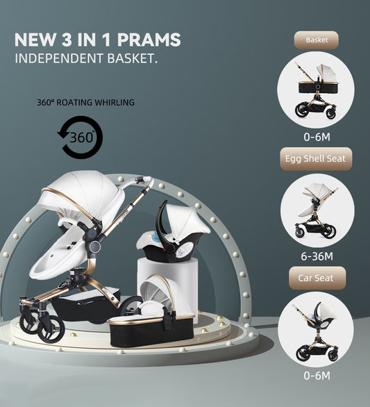 Fast and free shipping 3in1 Aulon baby stroller free return pram new model in 2021 lying and seat 2in1 carriage